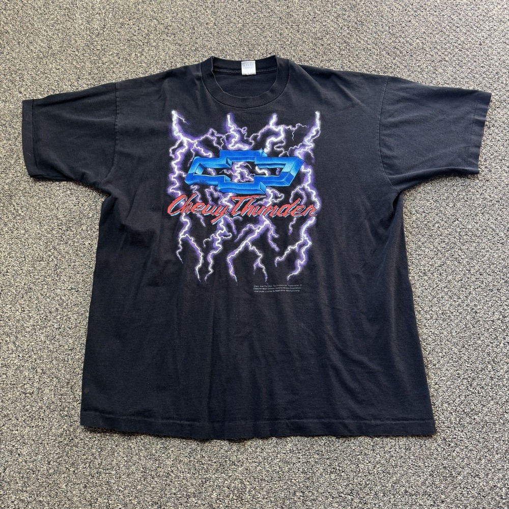 Vtg 90s Chevy Thunder Lightning Single Stitch T-Shirt Mens  Chevrolet Nascar XXL